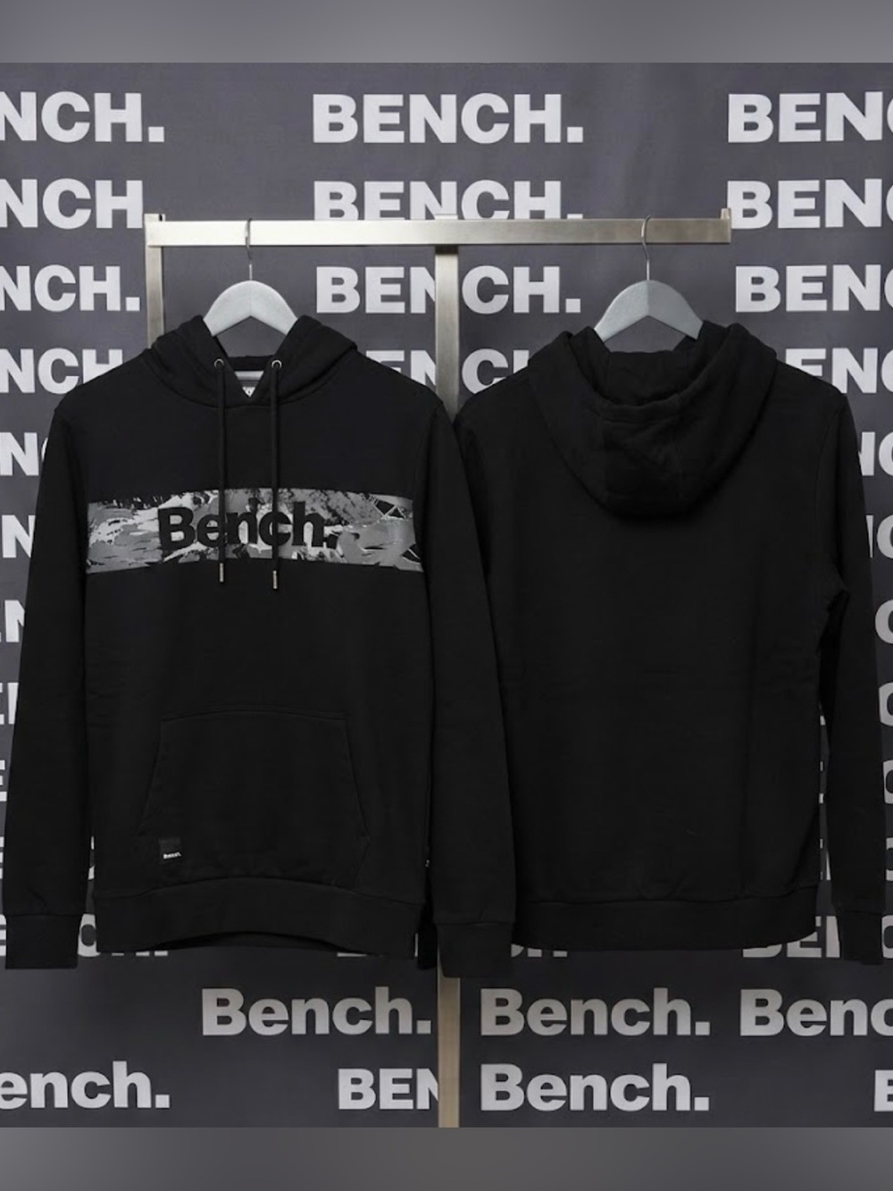 Bench Urbanwear Black Graphic Pullover Hoodie Sweatshirt Size Medium M